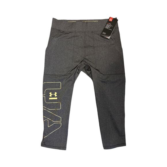 Under Armour Other - Under Armour HeatGear Perpetual 1/2 Grey Gold Compression Tights Men's Medium